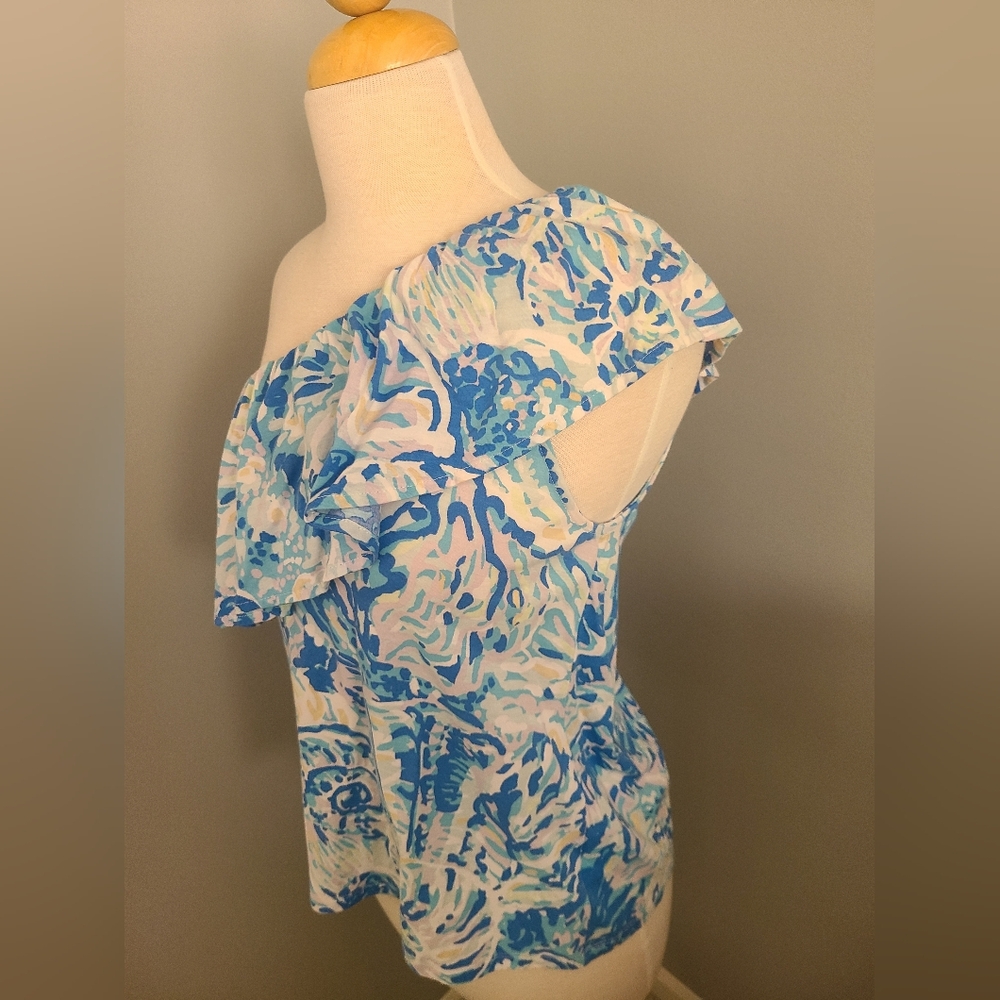 One-Shoulder Ruffle Lilly Pulitzer Top - Picture 2 of 3